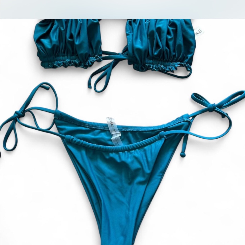 Zaful Blue Bikini Set with Glossy Finish